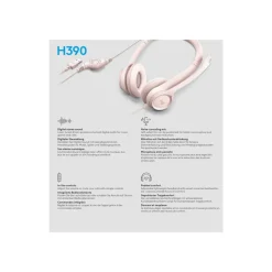 Logitech H390 - Casque filaire avec micro - USB-A - rose