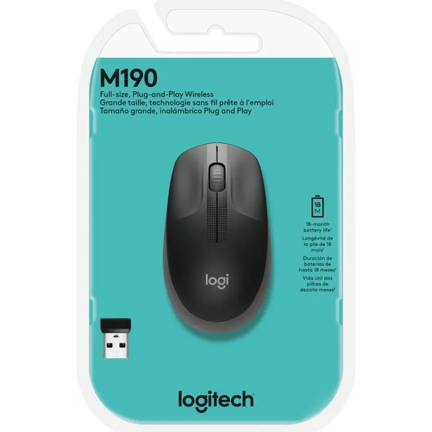Logitech M190 - souris sans fil - gris foncé