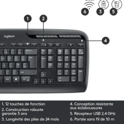 Logitech MK330 - ensemble clavier Azerty et souris sans fil - noir