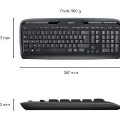 Logitech MK330 - ensemble clavier Azerty et souris sans fil - noir