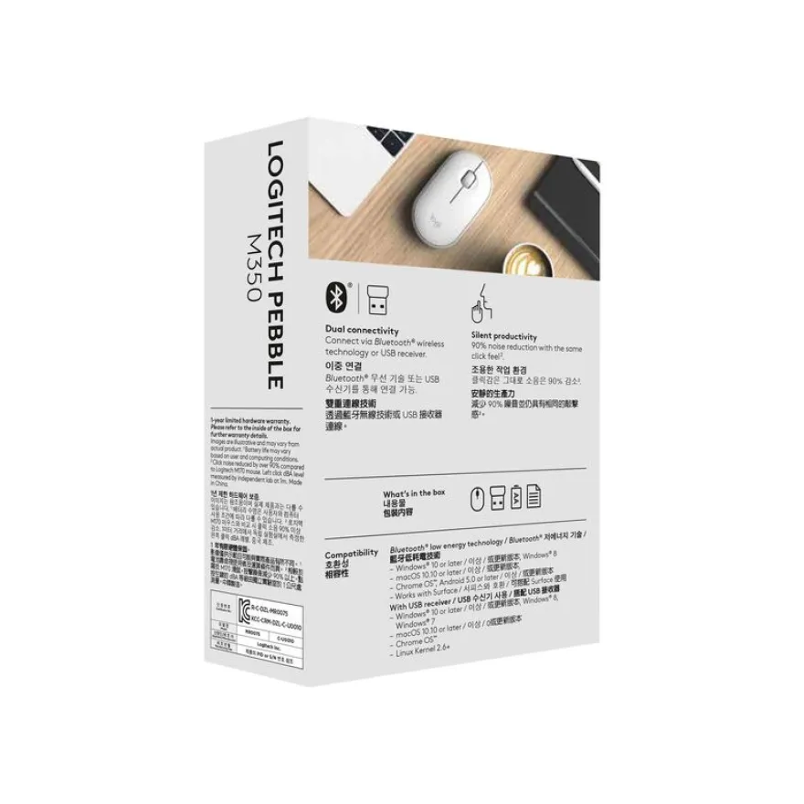 Logitech Pebble M350 - souris sans fil silencieuse - blanc cassé