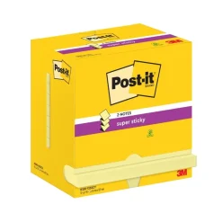 Lot de 12 blocs Z-Notes Post-it® Super Sticky, Jaune Canari, 76 mm x 127 mm, 90 Feuilles/Bloc 100% PEFC