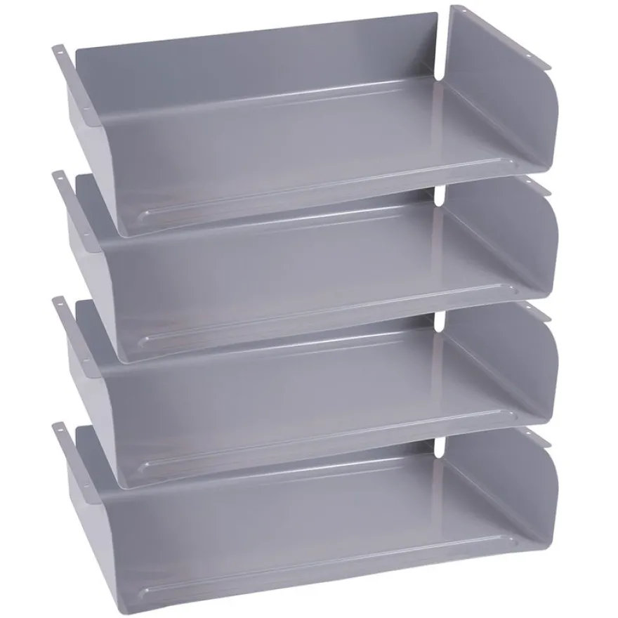 Lot de 4 casiers époxy pour table GANGE/TAGE/LEM - L51xP29xH10,5 cm - Gris alu