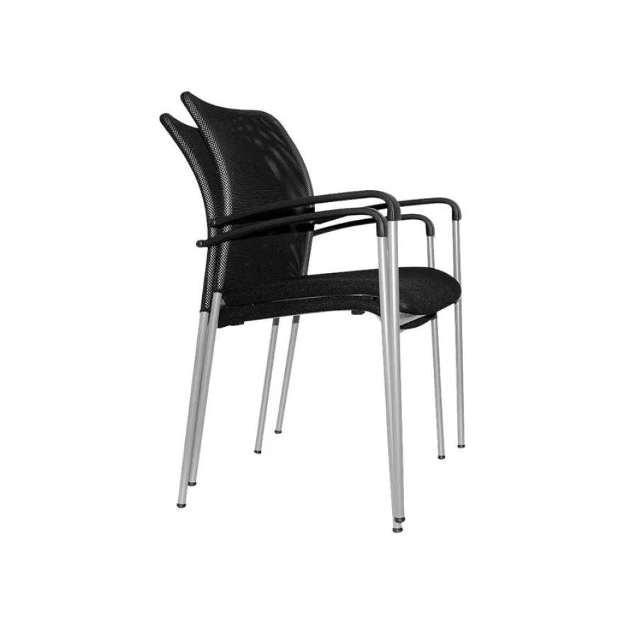 Lot de 4 chaises JULIA - avec accoudoirs - assise et dossier noir