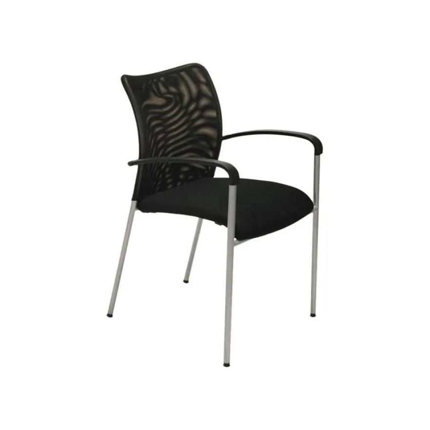 Lot de 4 chaises JULIA - avec accoudoirs - assise et dossier noir
