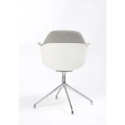 Lot de 2 chaises KHONG - avec accoudoirs - blanc et gris