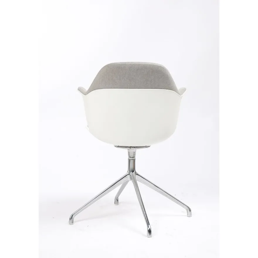 Lot de 2 chaises KHONG - avec accoudoirs - blanc et gris