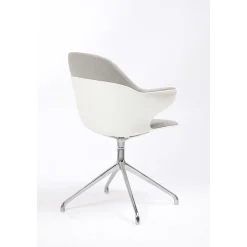 Lot de 2 chaises KHONG - avec accoudoirs - blanc et gris