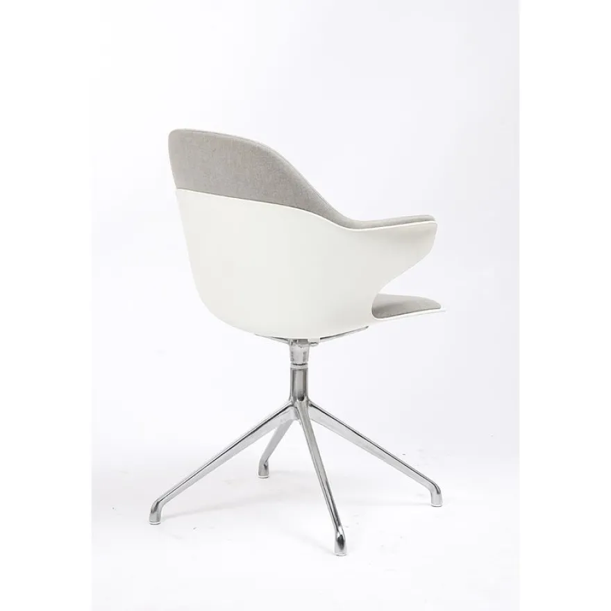 Lot de 2 chaises KHONG - avec accoudoirs - blanc et gris