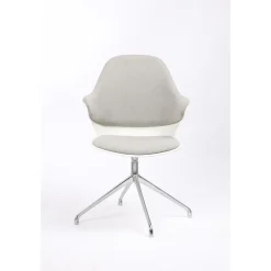 Lot de 2 chaises KHONG - avec accoudoirs - blanc et gris