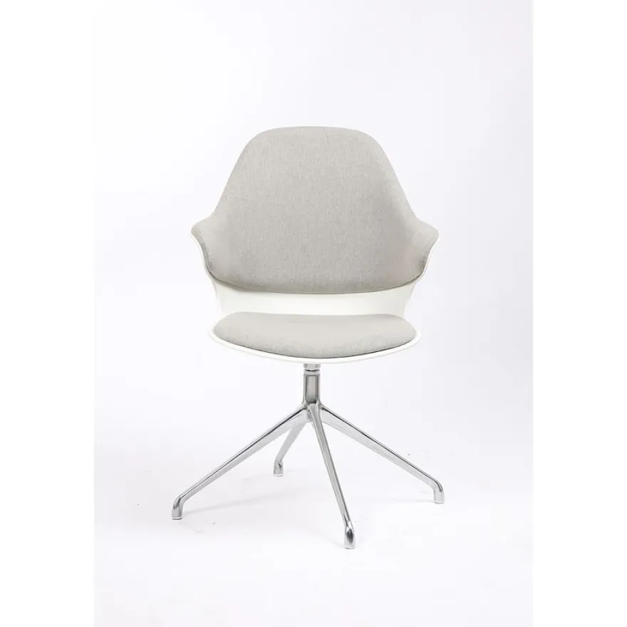 Lot de 2 chaises KHONG - avec accoudoirs - blanc et gris
