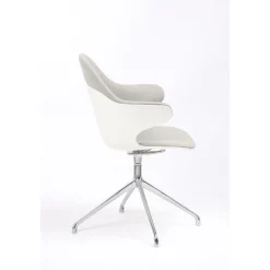 Lot de 2 chaises KHONG - avec accoudoirs - blanc et gris