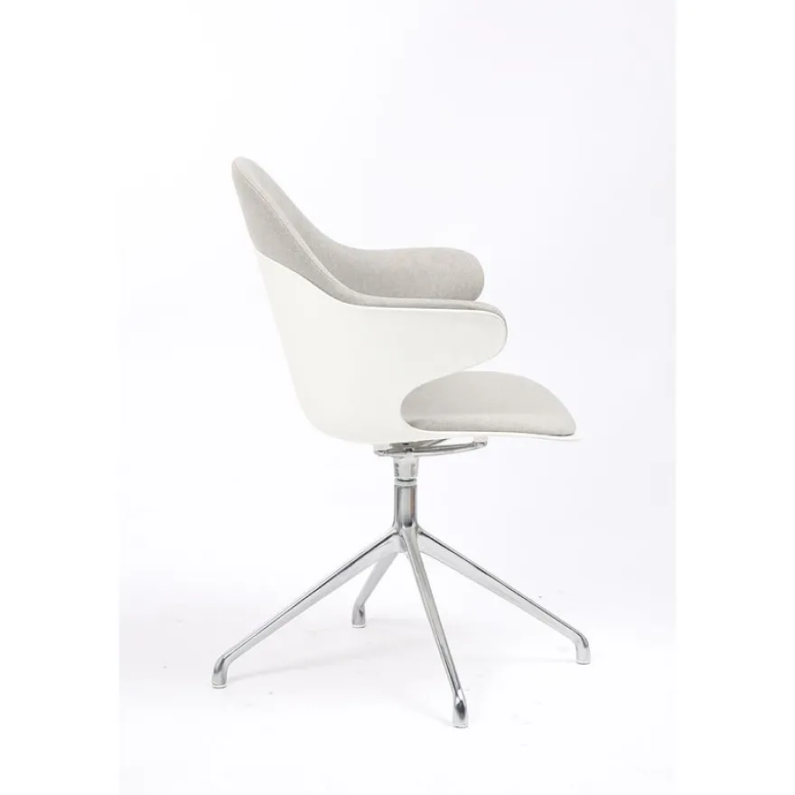 Lot de 2 chaises KHONG - avec accoudoirs - blanc et gris