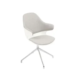 Lot de 2 chaises KHONG - avec accoudoirs - blanc et gris