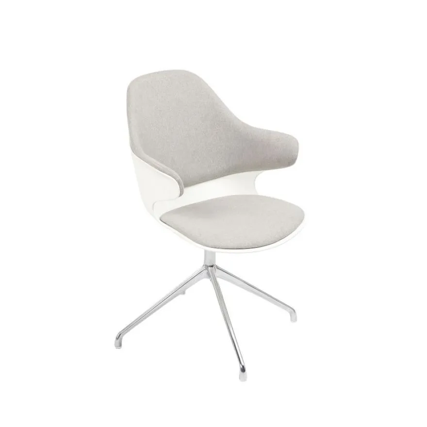 Lot de 2 chaises KHONG - avec accoudoirs - blanc et gris