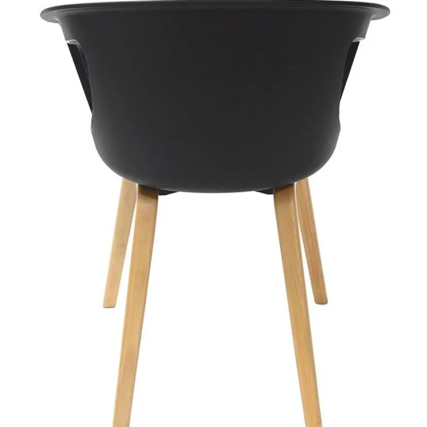 Lot de 4 chaises ONENNA - pieds bois - accoudoirs intégrés - coque noire
