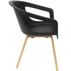Lot de 4 chaises ONENNA - pieds bois - accoudoirs intégrés - coque noire