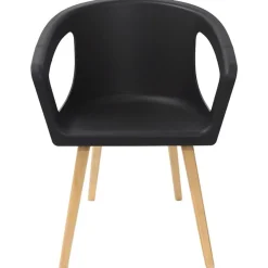 Lot de 4 chaises ONENNA - pieds bois - accoudoirs intégrés - coque noire