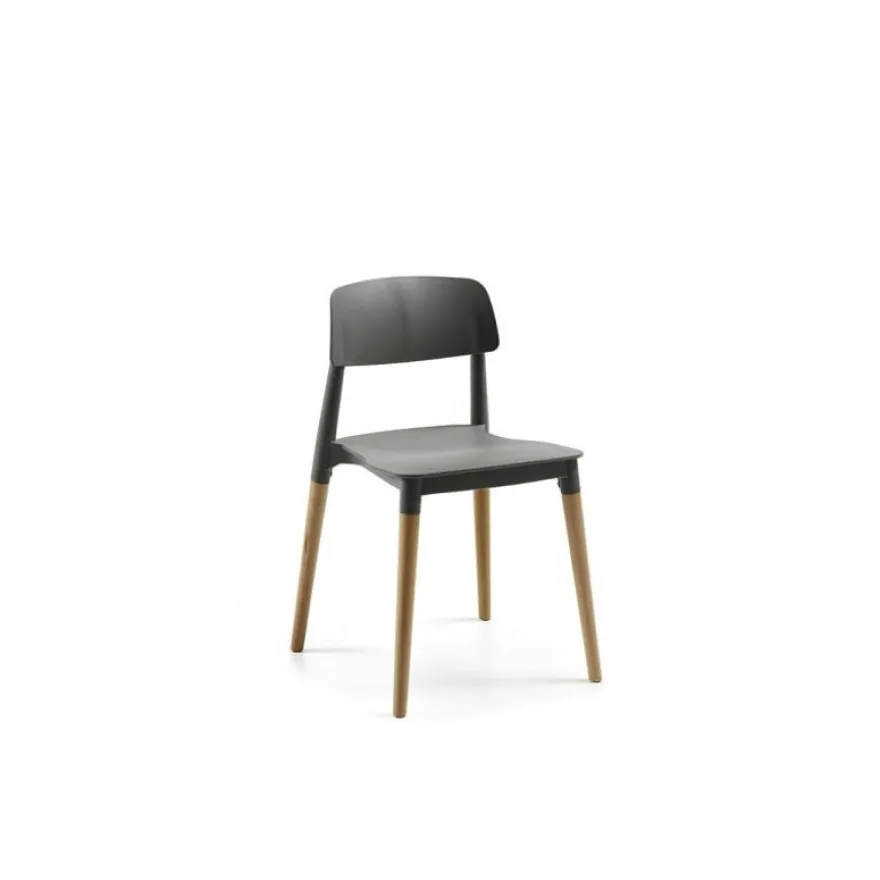 Lot de 4 chaises SCANDINAVE - pieds bois - noir