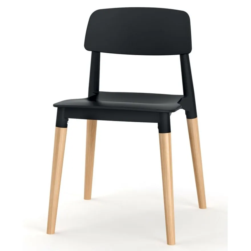 Lot de 4 chaises SCANDINAVE - pieds bois - noir