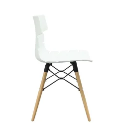 Lot de 4 chaises TESS - pieds bois et acier noir - blanc