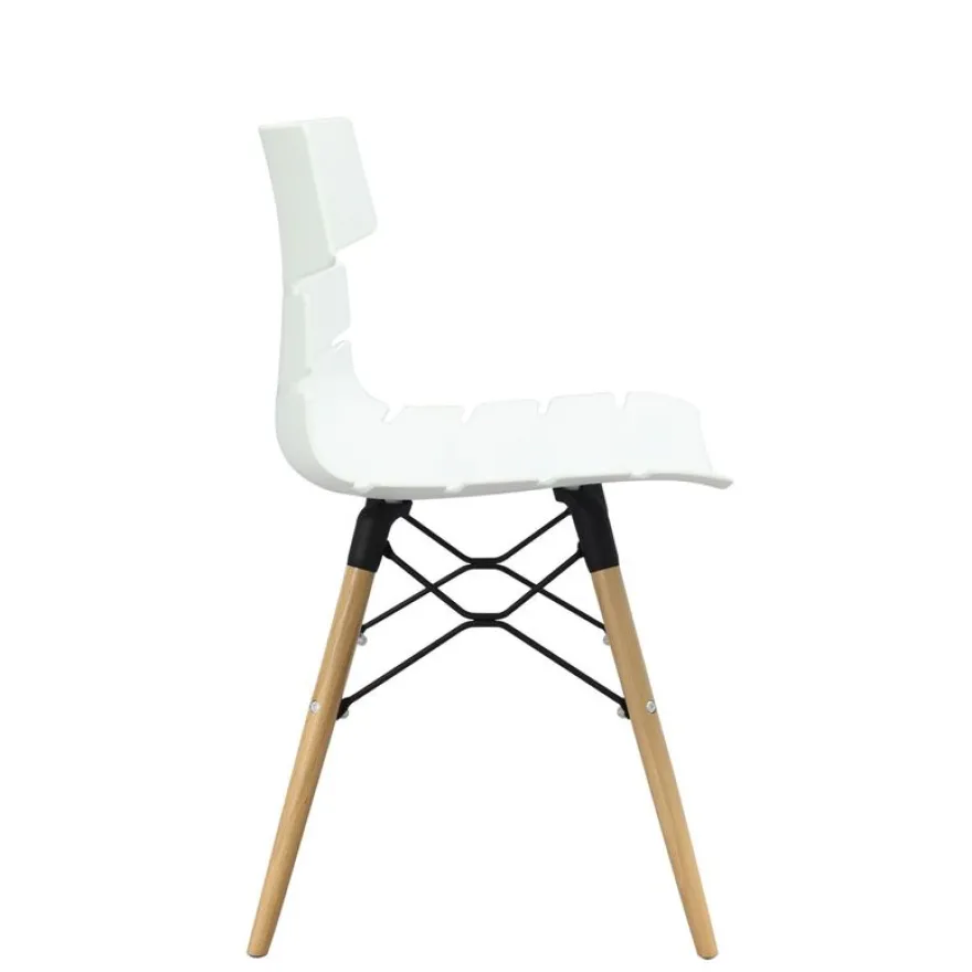 Lot de 4 chaises TESS - pieds bois et acier noir - blanc