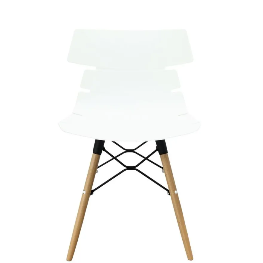 Lot de 4 chaises TESS - pieds bois et acier noir - blanc