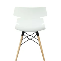 Lot de 4 chaises TESS - pieds bois et acier noir - blanc