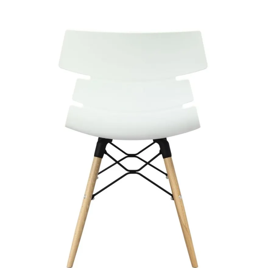 Lot de 4 chaises TESS - pieds bois et acier noir - blanc