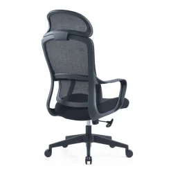 Lot de 5 fauteuils de bureau RICHARD - accoudoirs fixes - têtière intégré - noir