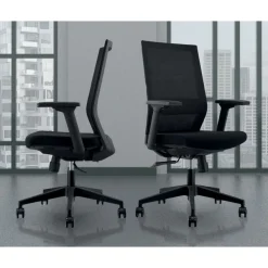 Lot de 5 fauteuils de bureau MAX - accoudoirs réglables - noir