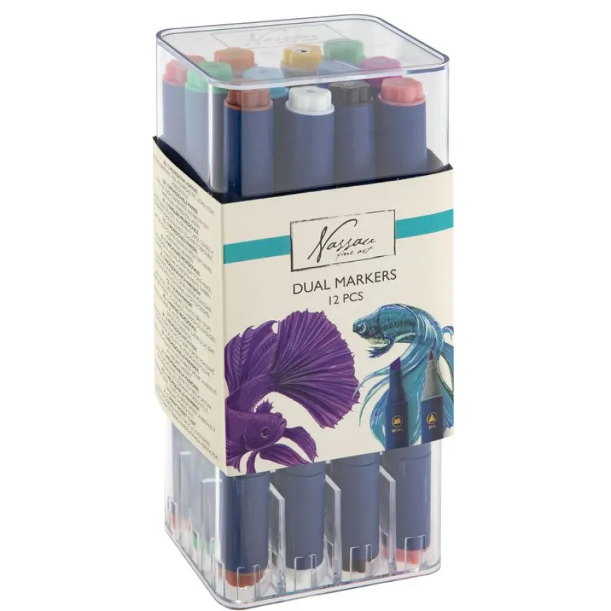 Lot de 12 marqueurs à alcool double pointe