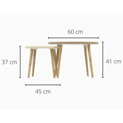Lot de 2 tables basses - 60X41cm & 45X37cm - Sable et Camel