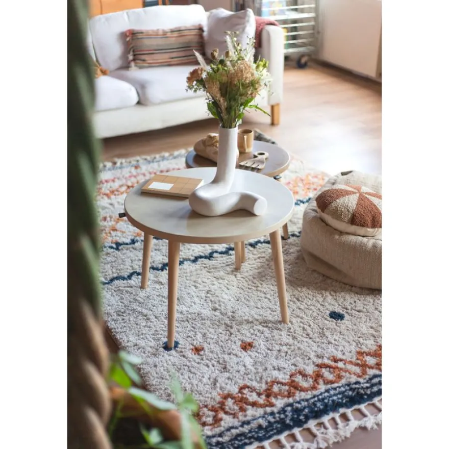 Lot de 2 tables basses - 60X41cm & 45X37cm - Sable et Camel