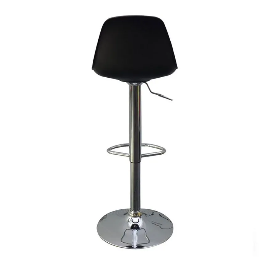 Lot de 2 tabourets haut BOBBA - pied alu - assise noire