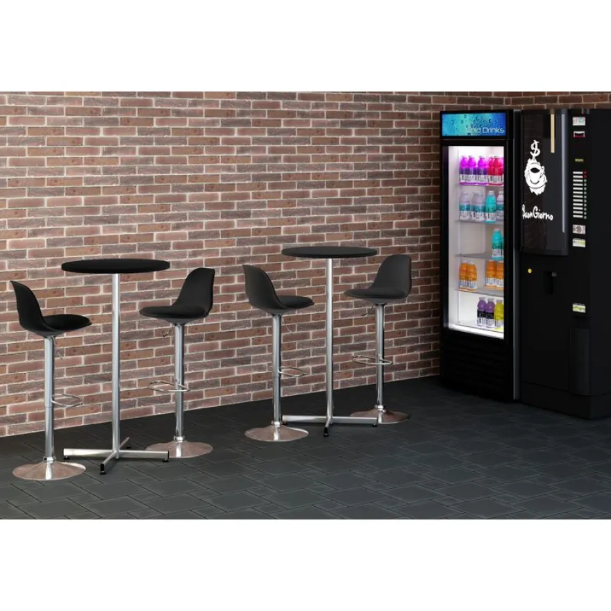 Lot de 2 tabourets haut BOBBA - pied alu - assise noire