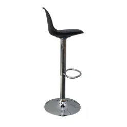 Lot de 2 tabourets haut BOBBA - pied alu - assise noire