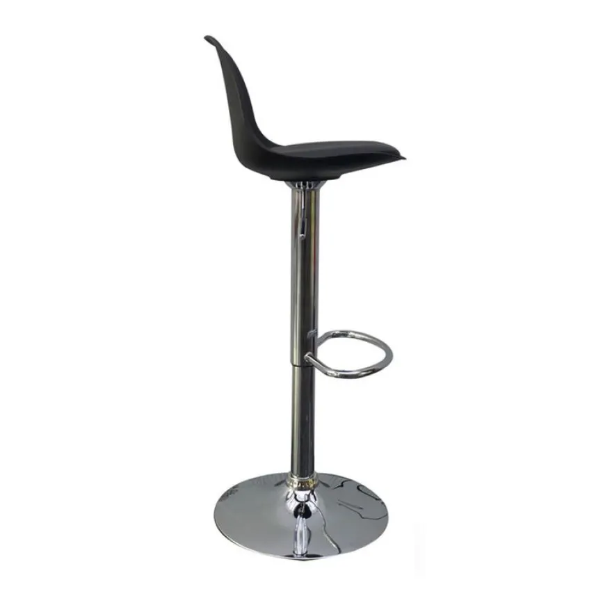 Lot de 2 tabourets haut BOBBA - pied alu - assise noire