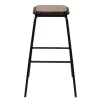 Lot de 2 tabourets hauts OSLO - pieds noirs - assise en bois