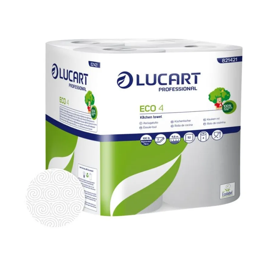 Lucart Professional Eco - Rouleau d'essuie-tout écolabel - pack de 4