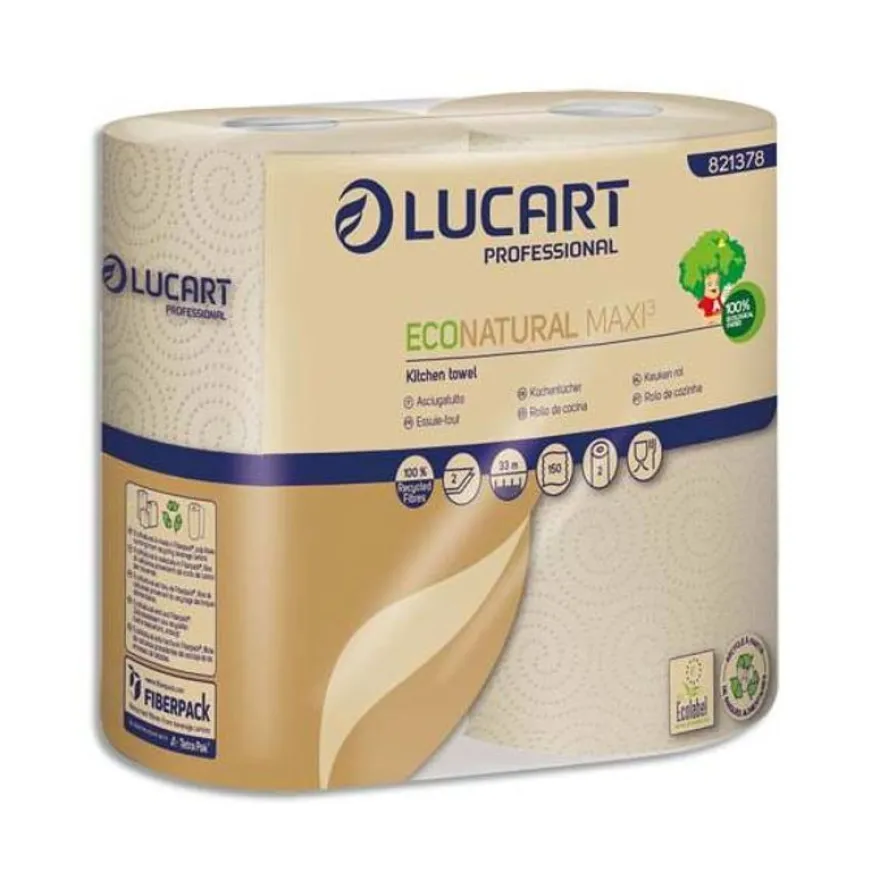 Lucart Professional EcoNatural - 2 Rouleaux d'essuie-tout - 150 feuilles