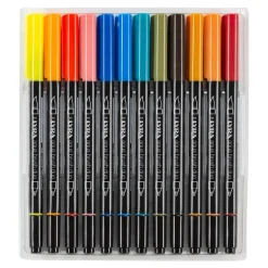 Lyra Aqua Brush Duo - 24 Feutres à pointe en fibre double pointe - couleurs assorties