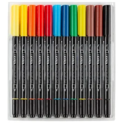 Lyra Aqua Brush Duo - 24 Feutres à pointe en fibre double pointe - couleurs assorties