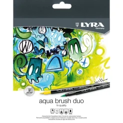 Lyra Aqua Brush Duo - 12 Feutres à pointe en fibre double pointe - couleurs assorties