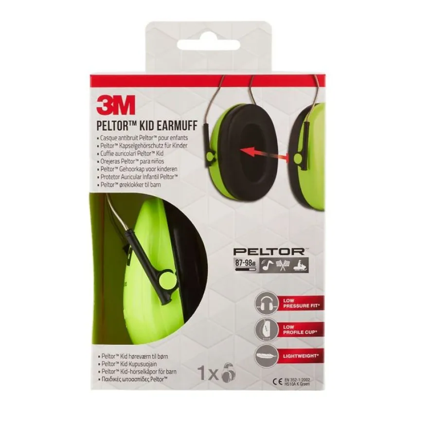 3M Peltor kid - Casque anti-bruit pour enfant - vert fluo/noir