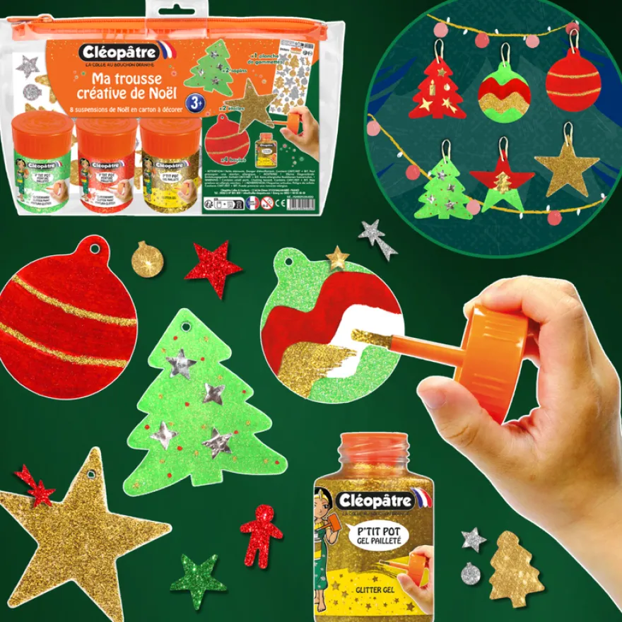 Ma Trousse Créative de Noël - 8 suspensions de Noël en carton épais à décorer