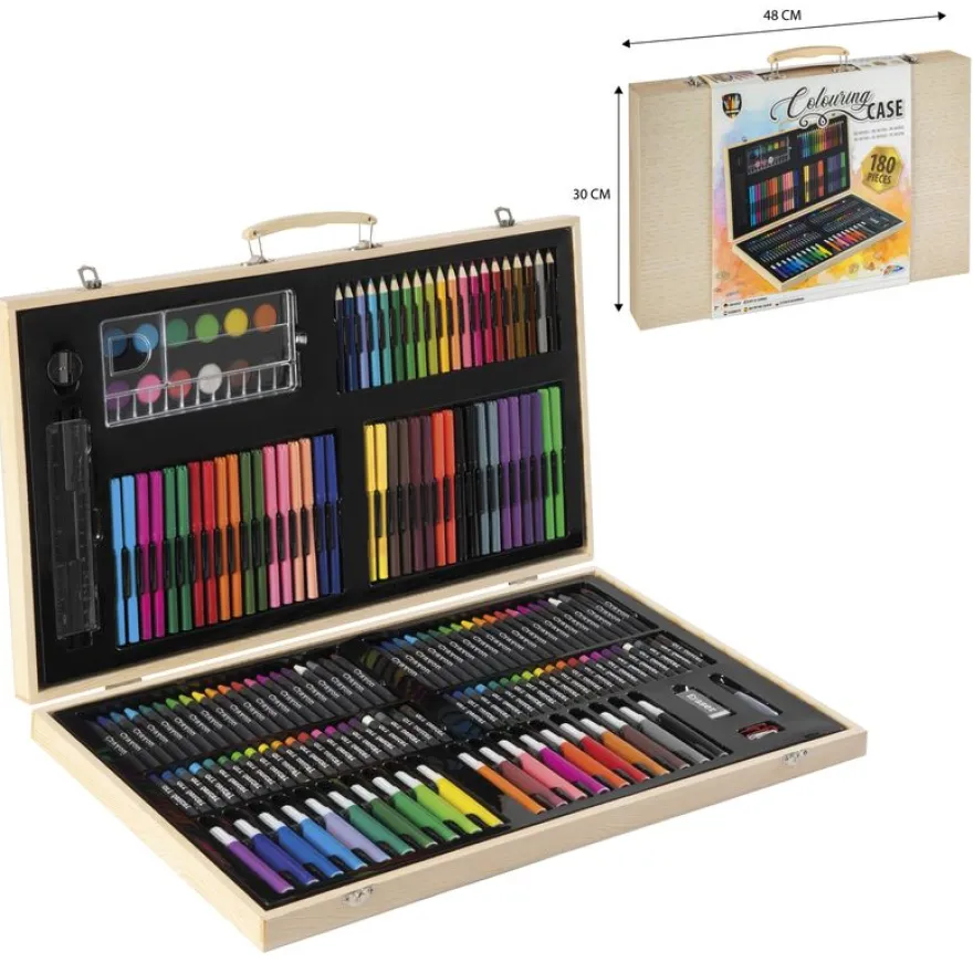 Mallette artiste 180 pièces - Bois - 48x30 cm