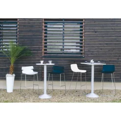 Mange debout - carrée - L60 x H110 x P60 cm - pied en fonte coloris alu - plateau blanc