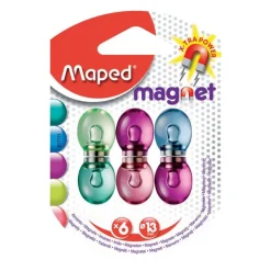 Maped - 6 aimants translucides : bleu, violet, rose et jaune