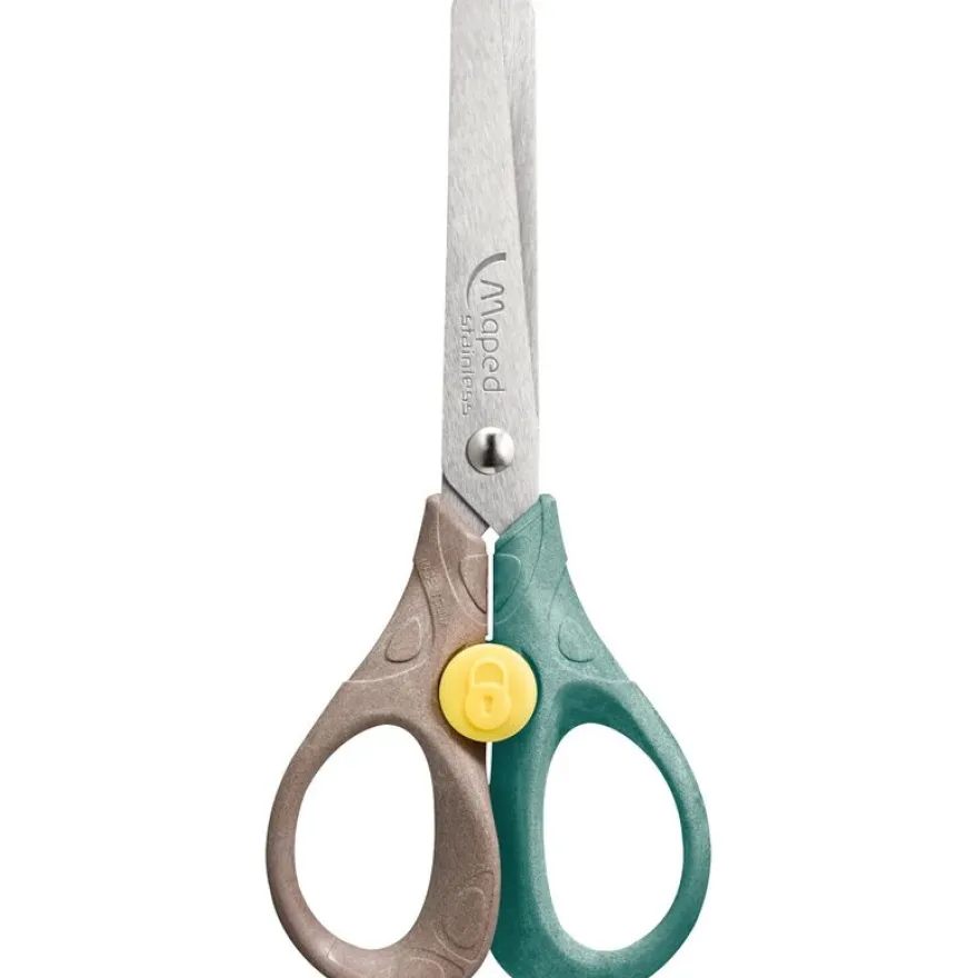 MAPED - Ciseaux SECURITY 13 cm SMILING PLANET - bouton de sécurité - en bois - coloris assortis